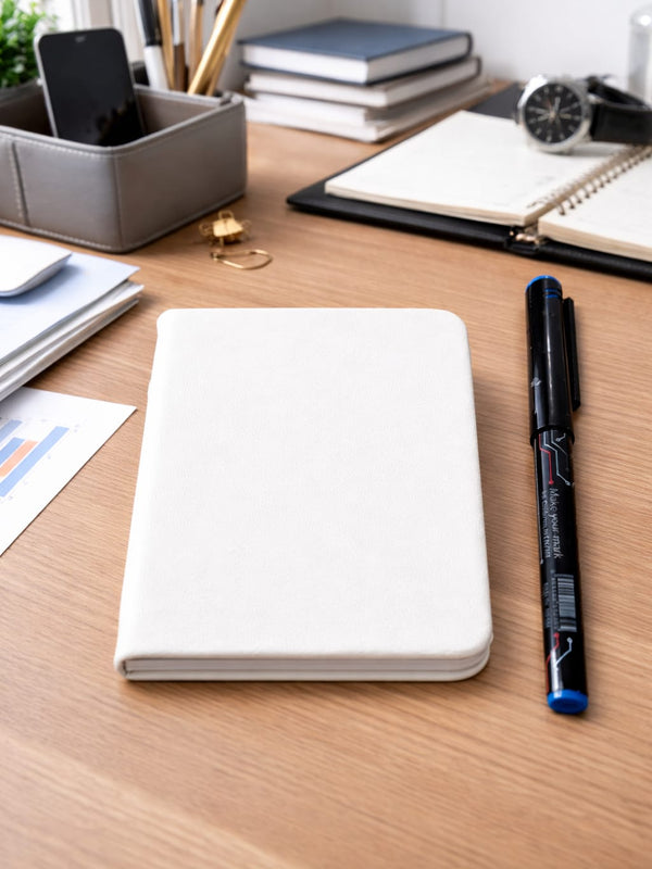 A7 White Mini Pocket Diary with Pen