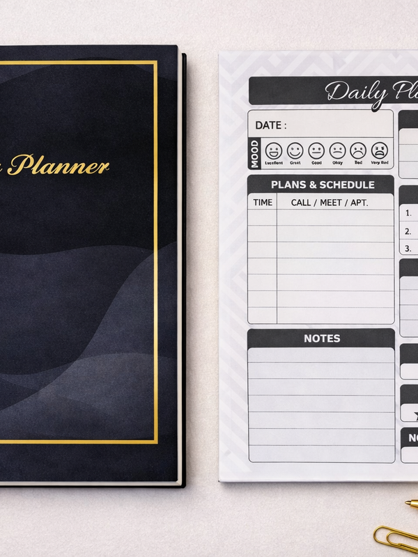 Black Daily Planner Brief For Professional And Students