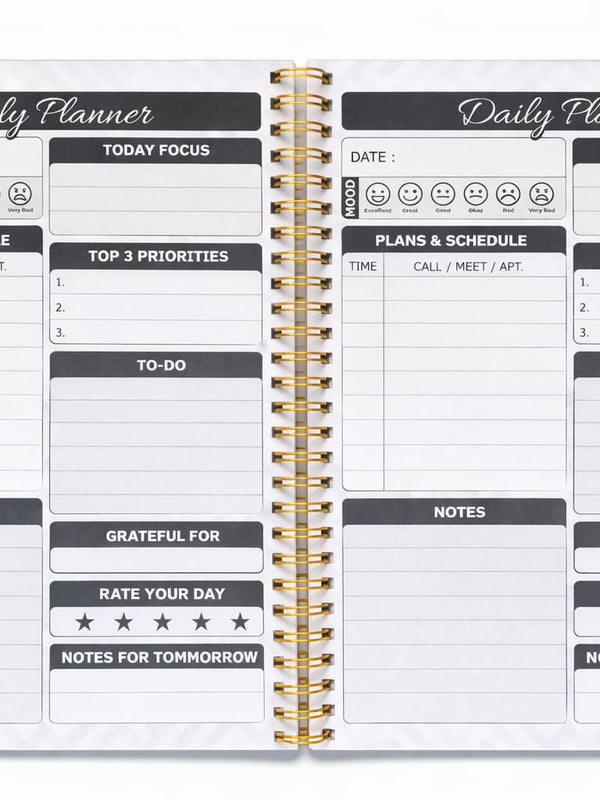 Black Daily Planner Brief For Professional And Students